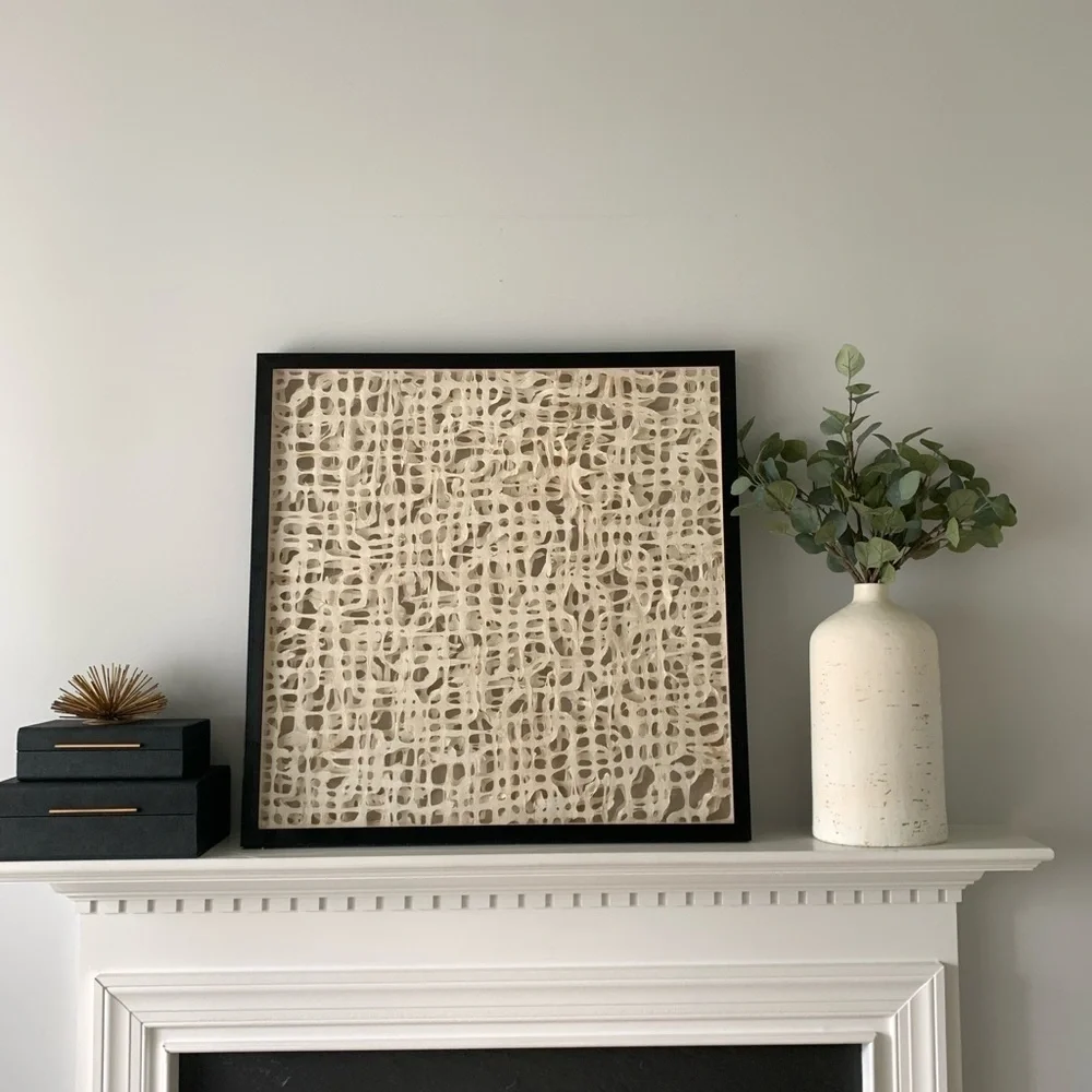 MCM‎ Organic Modern Wall Art in Paper and Muslin in a Shadowbox Frame linen